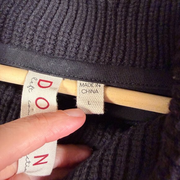 Anthropologie Dolan Cowl Neck Sweater Size Large Black Pullover Puff Sleeve - Picture 5 of 12